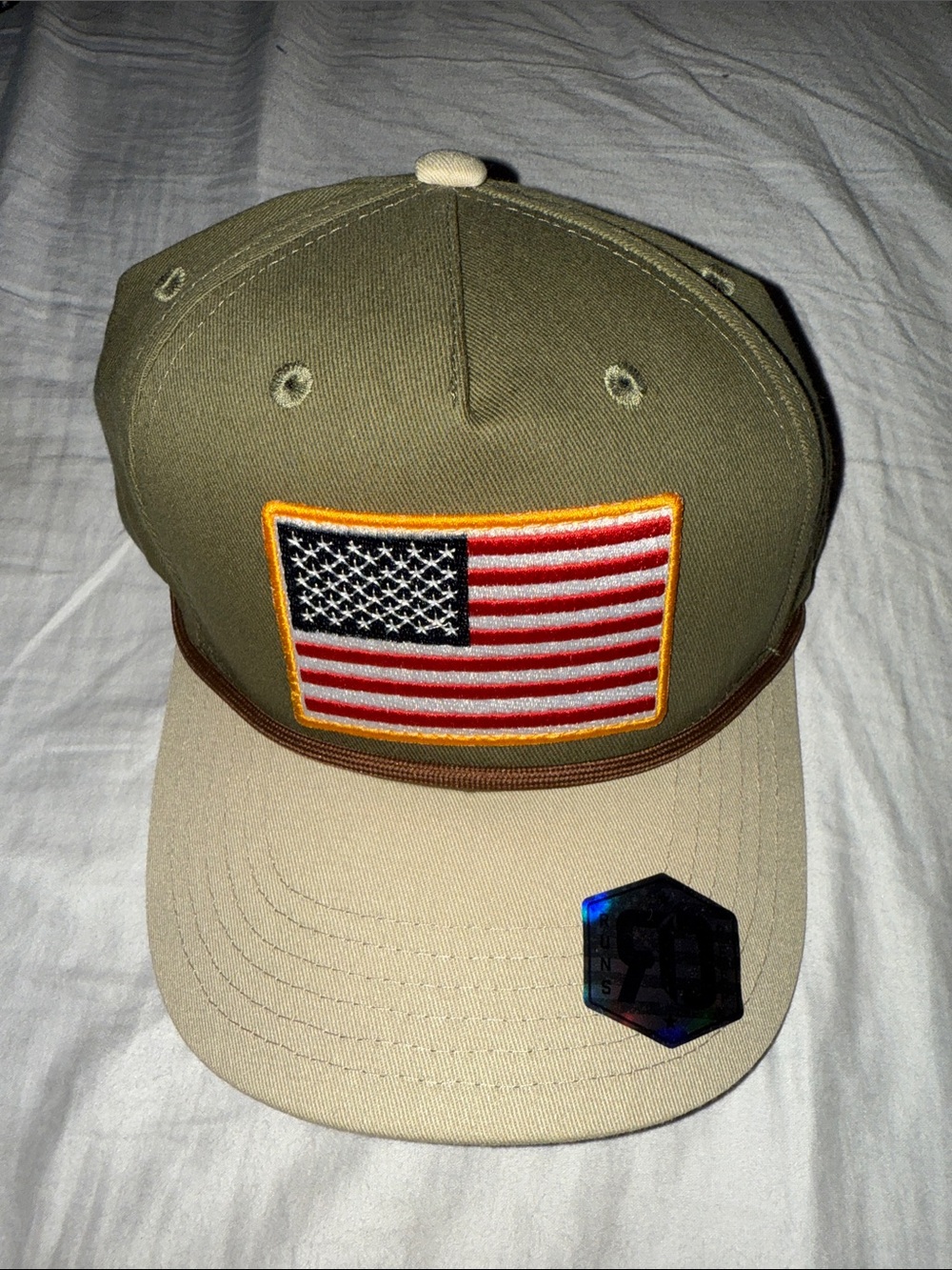 Olive & Khaki USA Flag Snapback Hat